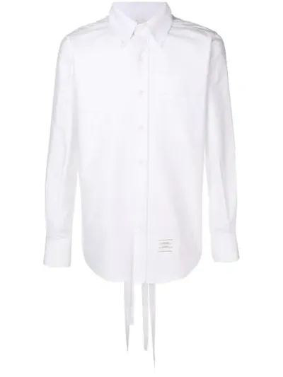 Thom Browne Straight Fit Lace-up Oxford Shirt In White