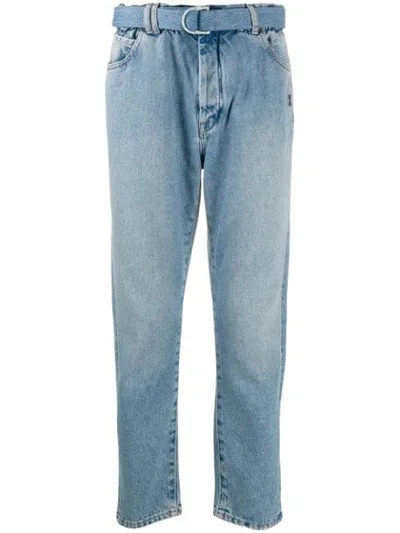 Off-white Belted Straight Leg Jeans In Blue