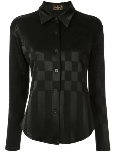 Pre-owned Fendi Ff Pattern Check Shirt In Black