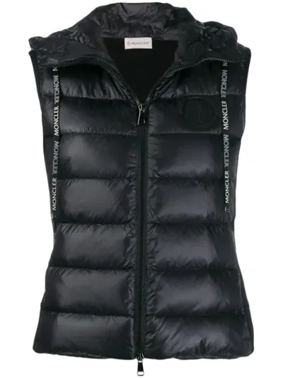 Moncler Zip-up Padded Gilet In Black