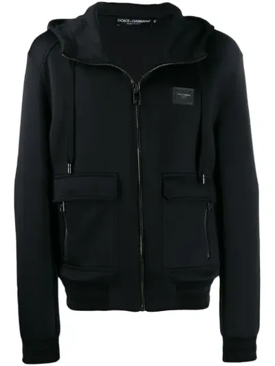 Dolce & Gabbana Logo Front Hoodie In Black