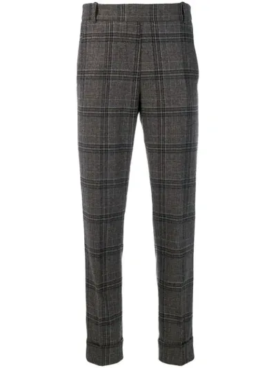 Kiltie Check Print Trousers In Brown