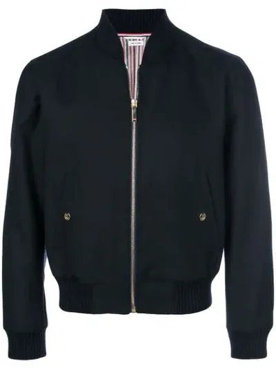 Thom Browne Center-back Stripe Blouson Jacket In Blue