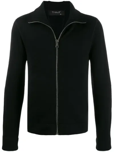 Transit Slim-fit Zip-up Cardigan In Black