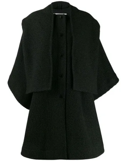 See By Chloé Oversized Wool-blend Twill Cape-effect Coat In Green