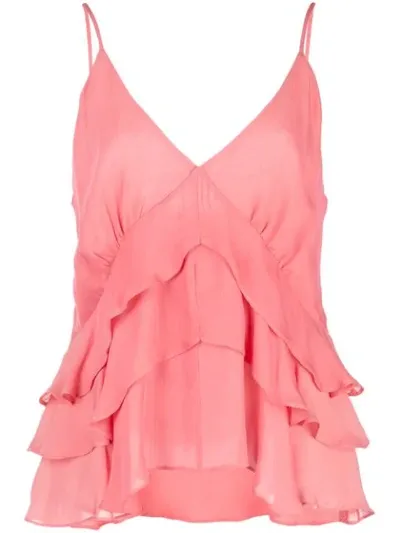 Nicole Miller Ruffle Tank Top In Pink