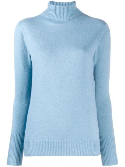 D-exterior Turtleneck Fine Knit Jumper In Blue