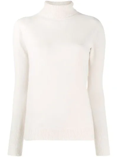 D-exterior Turtleneck Fine Knit Jumper In Neutrals