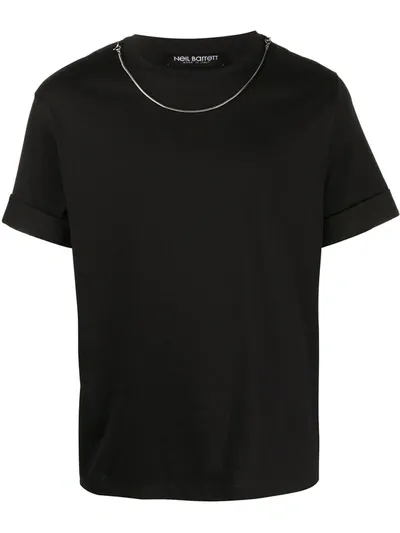 Neil Barrett Travel Chain Rolled Up Jersey T-shirt In Black