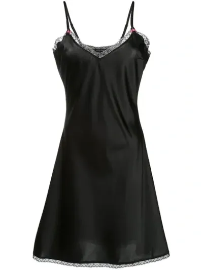 Morgan Lane Sienna Silk Slip Dress In Black