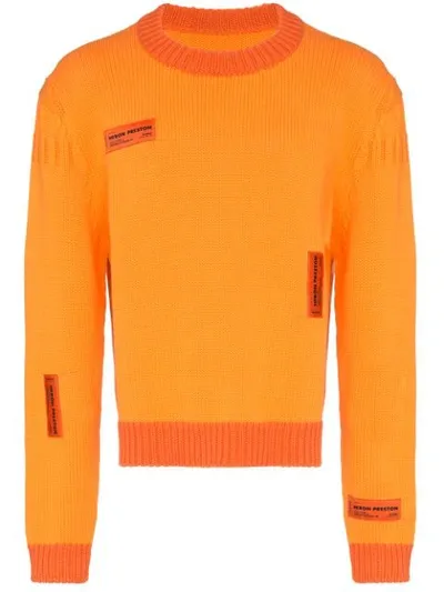 Heron Preston Crewneck Sweater Crazy Label In Orange