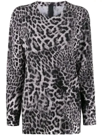 Norma Kamali Leopard Print Blouse In Grey