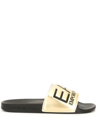 Ea7 Branded Slides In Gold