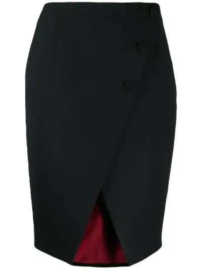 Sara Battaglia Button Detail Skirt In Black