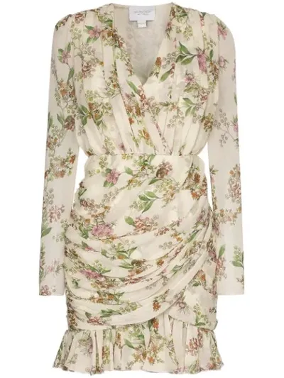 Giambattista Valli Ruched Floral-print Silk-georgette Mini Dress In 1563 Multicoloured