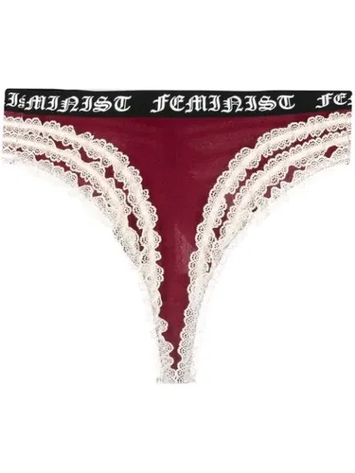 Marlies Dekkers Velvet Lace Trim Thong In Red