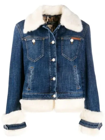 Dolce & Gabbana Denim Jacket With Faux Fur Details In Blue