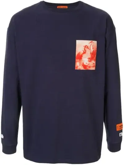 Heron Preston Chest Print Long-sleeve T-shirt In Blue