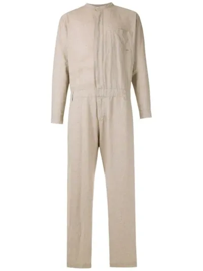 Osklen Sharp Linen Jumpsuit In Neutrals