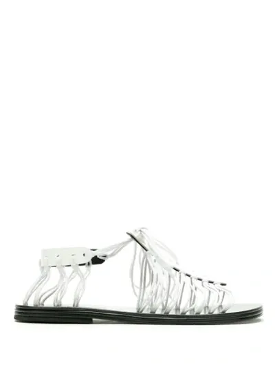 Reinaldo Lourenço Leather Flat Sandals In White