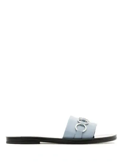 Reinaldo Lourenço Embellished Leather Slides In Blue