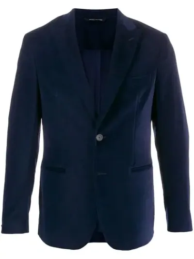 Tonello Slim Fit Velvet Blazer In Blue