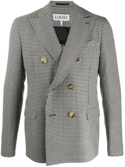 Loewe Houndstooth Double-breasted Blazer In Black