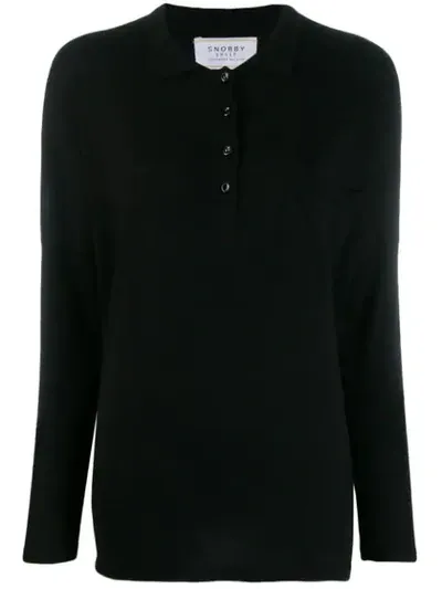 Snobby Sheep Knitted Polo Shirt In Black