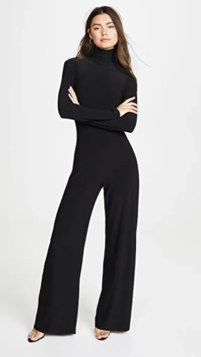 Norma Kamali Slim Fit Long Sleeve Turtleneck Top In Black