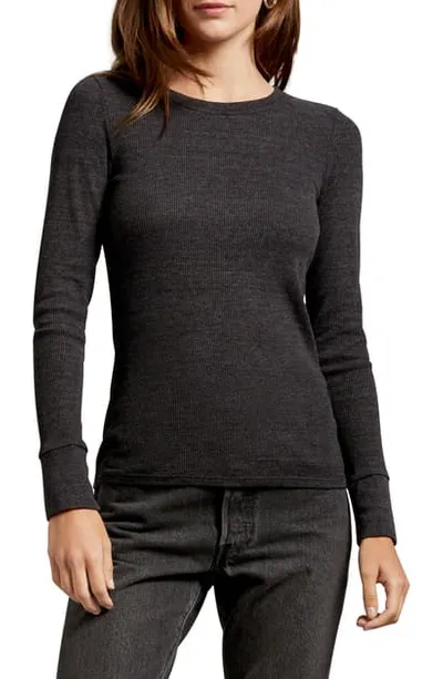 Michael Stars Juliet Long-sleeve Waffle-knit Tee In Black