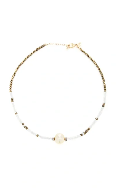 Joie Digiovanni 14k Gold; Aquamarine; Pyrite And Pearl Necklace In Multi