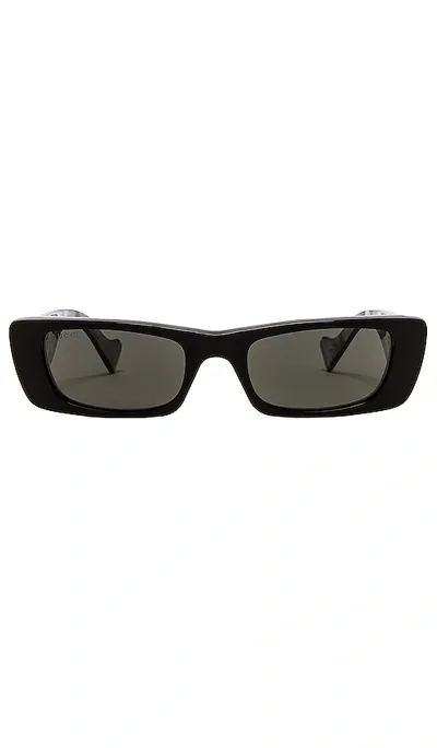 Gucci Slim Rectangular In Shiny Black & Grey Solid