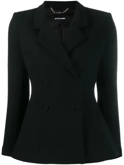 Styland Double Breasted Blazer In Black