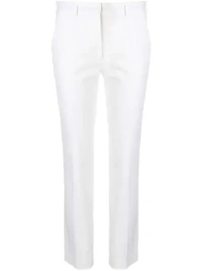 Etro Cropped Cotton-blend Slim-leg Pants In White