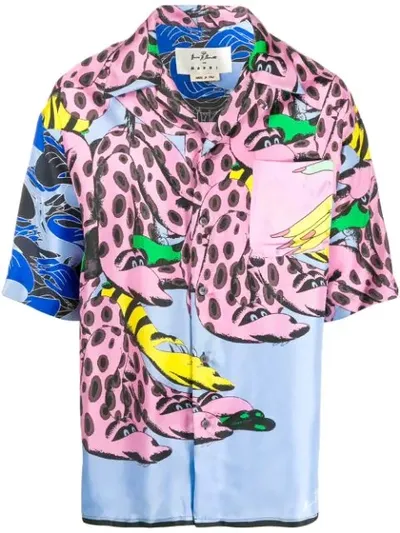 Marni X Bruno Bozzeto Graphic Print Shirt In Blue