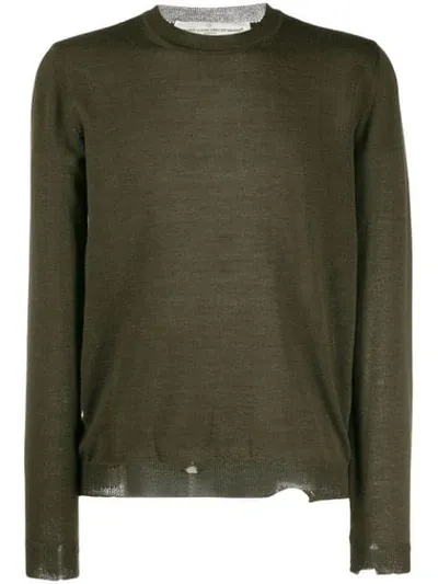 Golden Goose Distressed-effect Knitted Jumper In Green