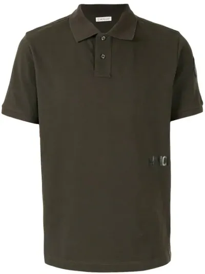 Moncler Logo Print Polo Shirt In Green