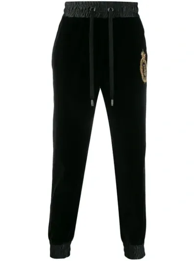 Dolce & Gabbana Embroidered Logo Emblem Track Pants In Black