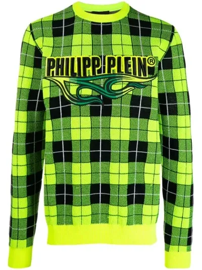 Philipp Plein Tartan Pullover In Yellow