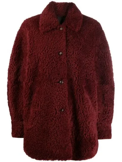 Isabel Marant Sarvey Shearling Coat In Red