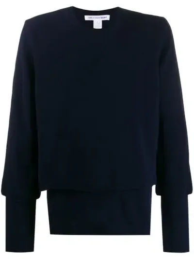 Comme Des Garçons Shirt Layered Knitted Jumper In Blue