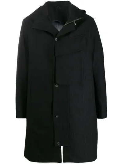 Masnada Hooded Pinstriped Jacket In Black