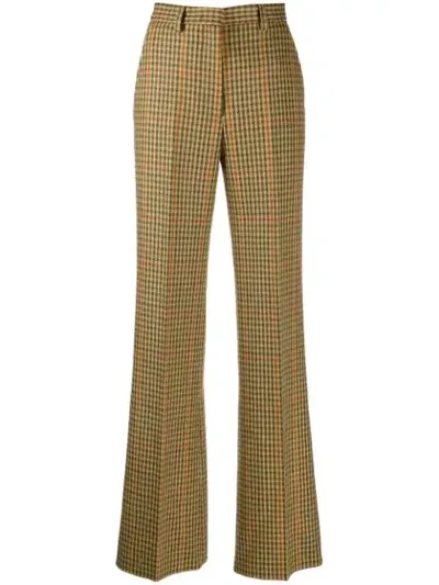 Etro Houndstooth Print Trousers In Green