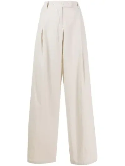 Maison Flaneur Wide Leg Trousers In Neutrals