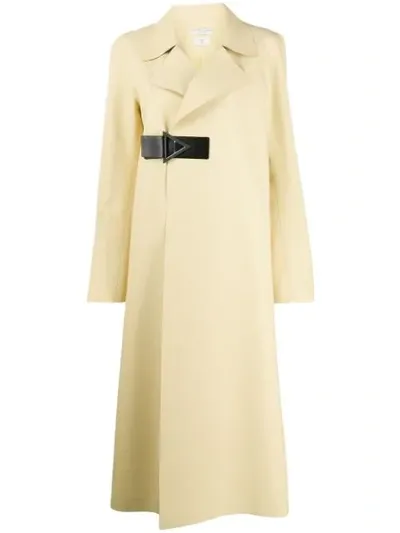 Bottega Veneta Leather Belt Detail Coat In Yellow