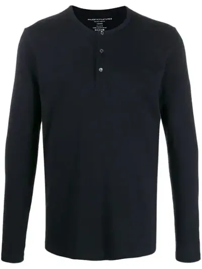 Majestic Button-placket Sweater In Blue