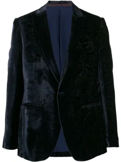 Etro Velvet Blazer In Blue