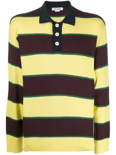 Sunnei Striped Polo Shirt In Purple