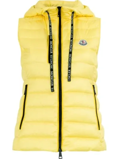 Moncler Padded Hooded Waistcoat In Yellow