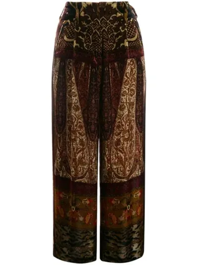 Etro Patchwork Print Cropped Trousers In Brown